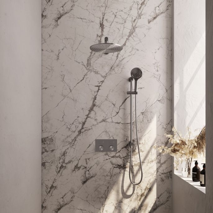 Brauer Carving 5-NG-203 thermostatische inbouw regendouche met drukknoppen SET 68 RVS geborsteld PVD