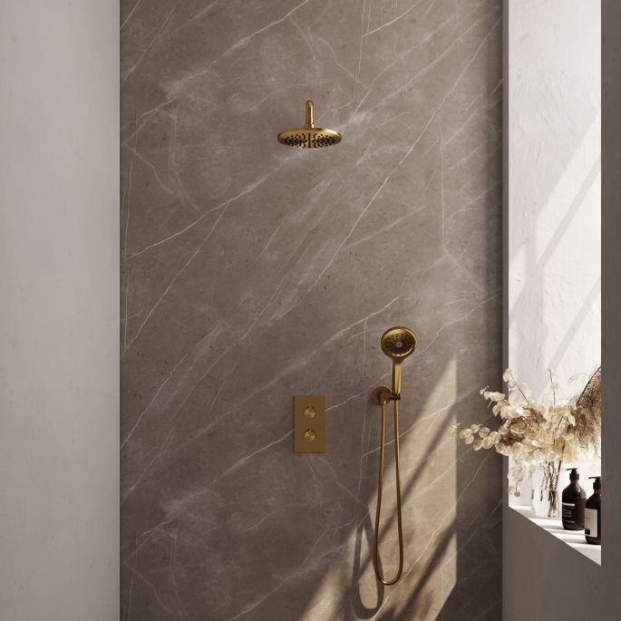 Brauer Edition 5-GG-056 thermostatische inbouw regendouche 3-weg omstelling SET 33 goud geborsteld PVD