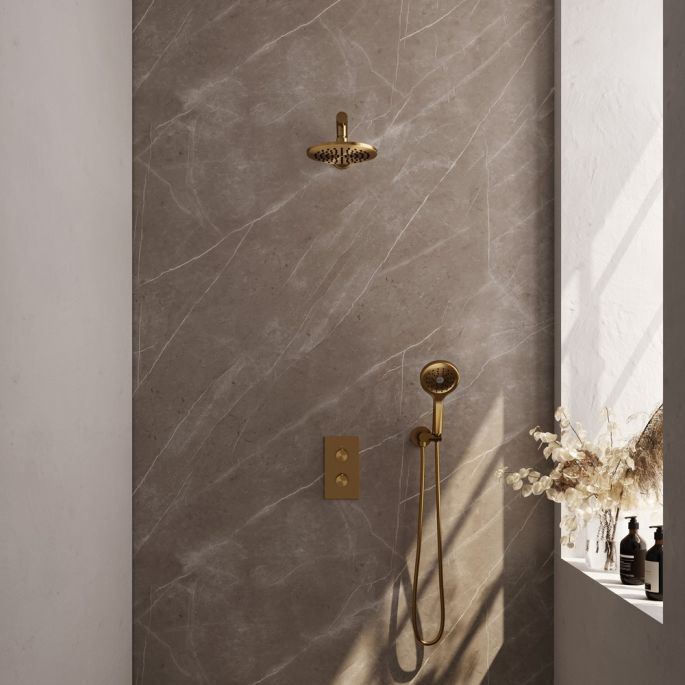 Brauer Edition 5-GG-058 thermostatische inbouw regendouche 3-weg omstelling SET 31 goud geborsteld PVD