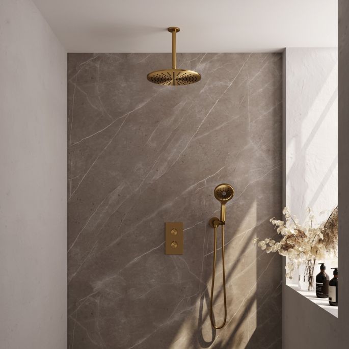 Brauer Edition 5-GG-061 thermostatische inbouw regendouche 3-weg omstelling SET 36 goud geborsteld PVD