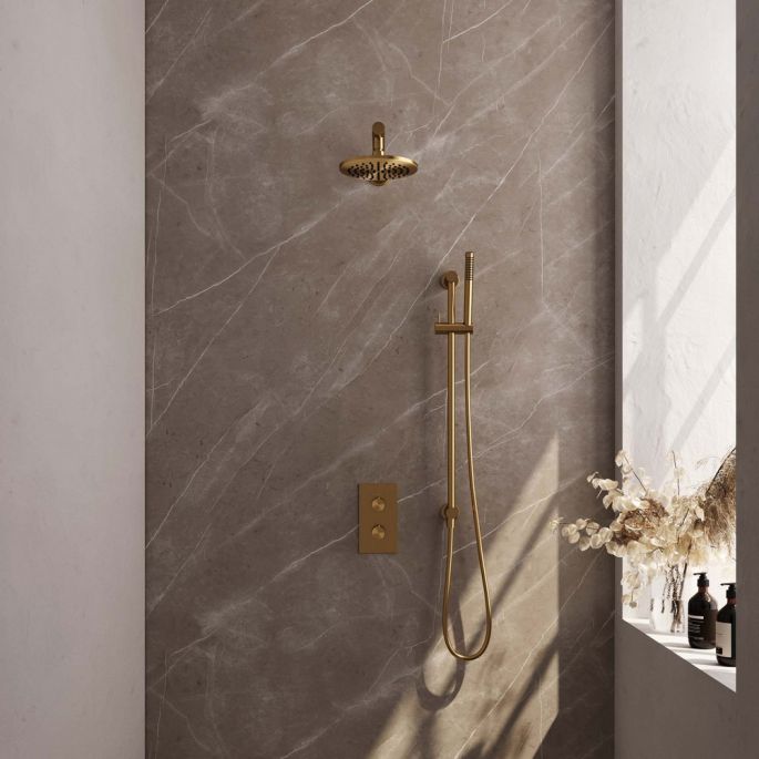 Brauer Edition 5-GG-064 thermostatische inbouw regendouche 3-weg omstelling SET 37 goud geborsteld PVD