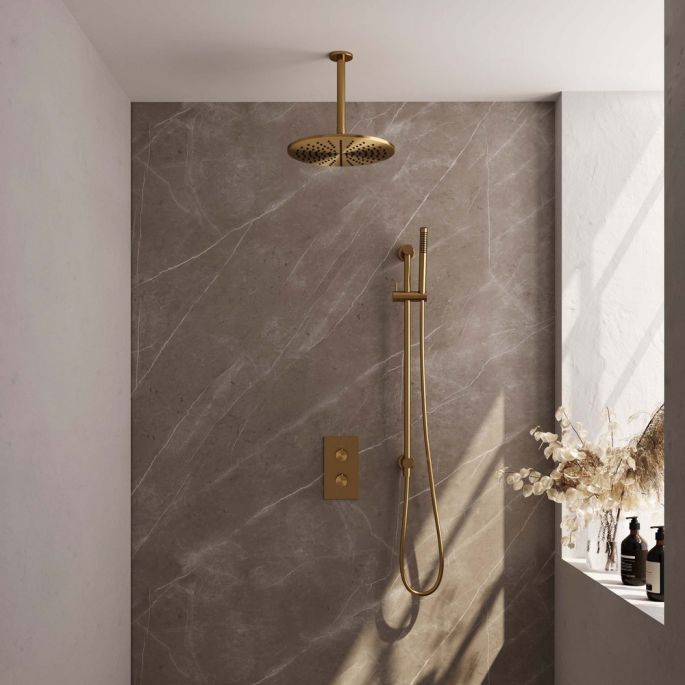 Brauer Edition 5-GG-067 thermostatische inbouw regendouche 3-weg omstelling SET 42 goud geborsteld PVD