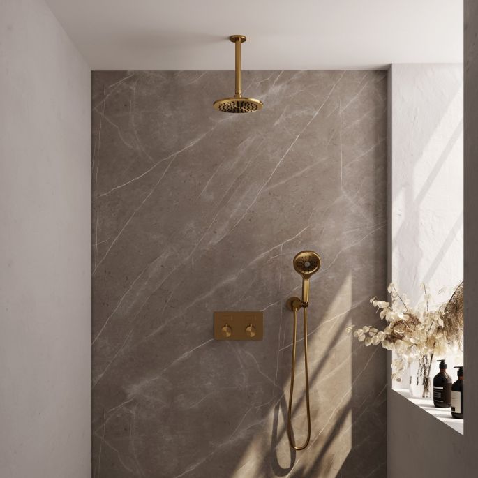 Brauer Edition 5-GG-170 thermostatische inbouw regendouche met drukknoppen SET 59 goud geborsteld PVD