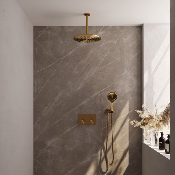 Brauer Edition 5-GG-171 thermostatische inbouw regendouche met drukknoppen SET 60 goud geborsteld PVD