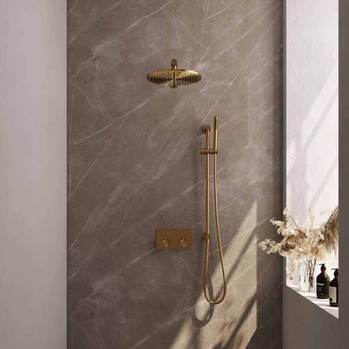 Brauer Edition 5-GG-173 thermostatische inbouw regendouche met drukknoppen SET 62 goud geborsteld PVD