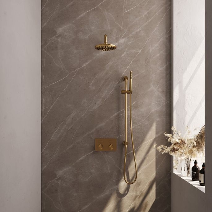 Brauer Edition 5-GG-174 thermostatische inbouw regendouche met drukknoppen SET 63 goud geborsteld PVD