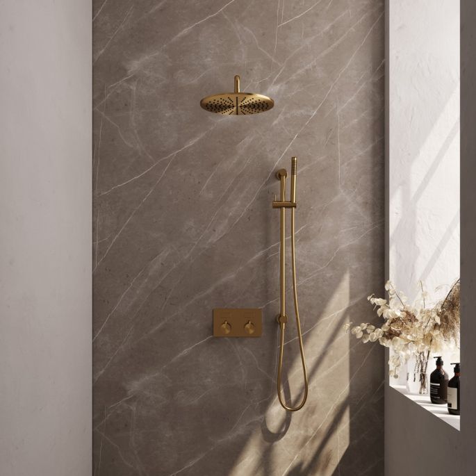 Brauer Edition 5-GG-175 thermostatische inbouw regendouche met drukknoppen SET 64 goud geborsteld PVD