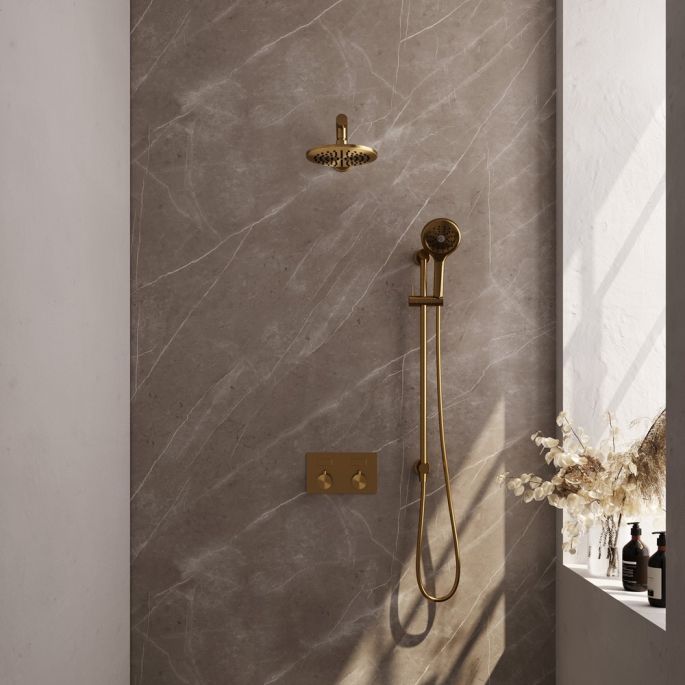 Brauer Edition 5-GG-178 thermostatische inbouw regendouche met drukknoppen SET 67 goud geborsteld PVD