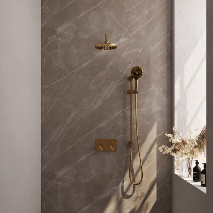 Brauer Edition 5-GG-180 thermostatische inbouw regendouche met drukknoppen SET 69 goud geborsteld PVD