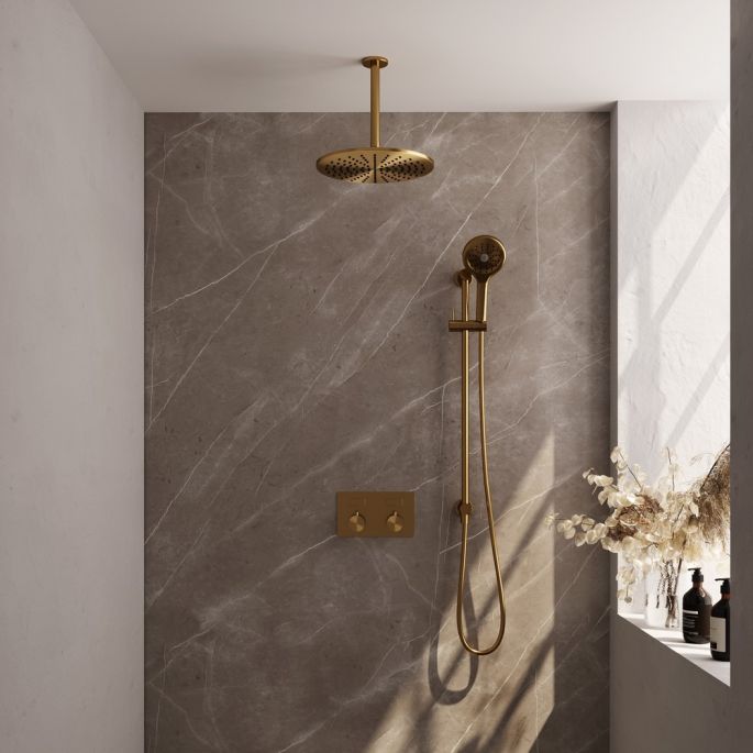 Brauer Edition 5-GG-183 thermostatische inbouw regendouche met drukknoppen SET 72 goud geborsteld PVD