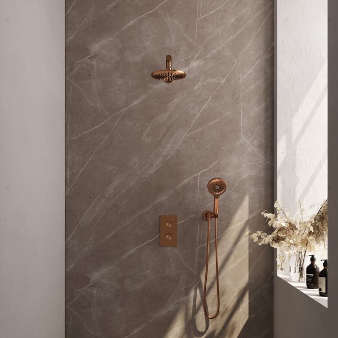 Brauer Edition 5-GK-058 thermostatische inbouw regendouche 3-weg omstelling SET 31 koper geborsteld PVD