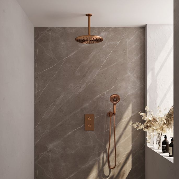 Brauer Edition 5-GK-061 thermostatische inbouw regendouche 3-weg omstelling SET 36 koper geborsteld PVD