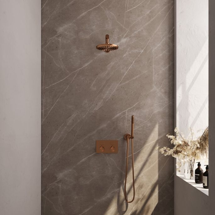 Brauer Edition 5-GK-160 thermostatische inbouw regendouche met drukknoppen SET 49 koper geborsteld PVD