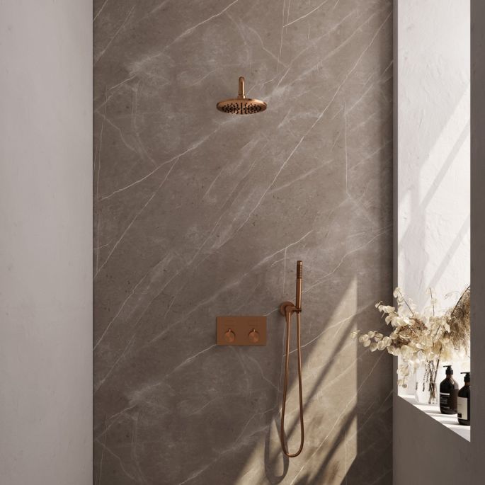 Brauer Edition 5-GK-162 thermostatische inbouw regendouche met drukknoppen SET 51 koper geborsteld PVD