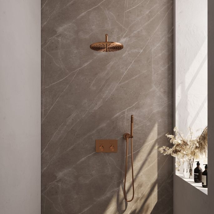 Brauer Edition 5-GK-163 thermostatische inbouw regendouche met drukknoppen SET 52 koper geborsteld PVD