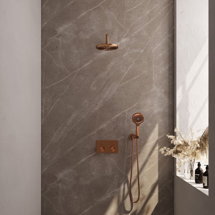 Brauer Edition 5-GK-168 thermostatische inbouw regendouche met drukknoppen SET 57 koper geborsteld PVD