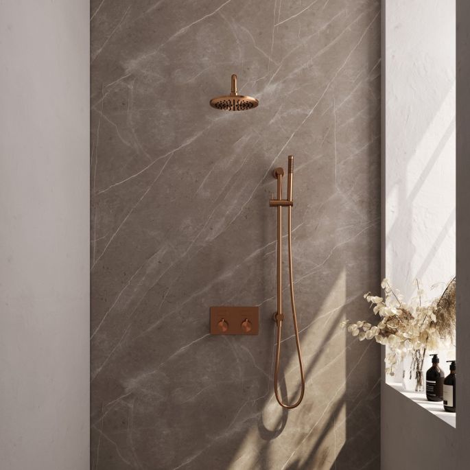 Brauer Edition 5-GK-174 thermostatische inbouw regendouche met drukknoppen SET 63 koper geborsteld PVD