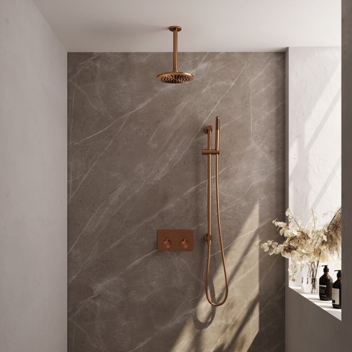 Brauer Edition 5-GK-176 thermostatische inbouw regendouche met drukknoppen SET 65 koper geborsteld PVD