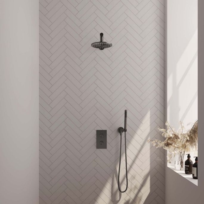 Brauer Edition 5-GM-052 thermostatische inbouw regendouche 3-weg omstelling SET 25 gunmetal geborsteld PVD