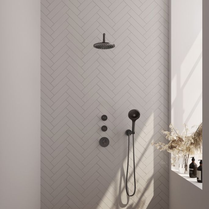 Brauer Edition 5-GM-076 thermostatische inbouw regendouche SET 09 gunmetal geborsteld PVD