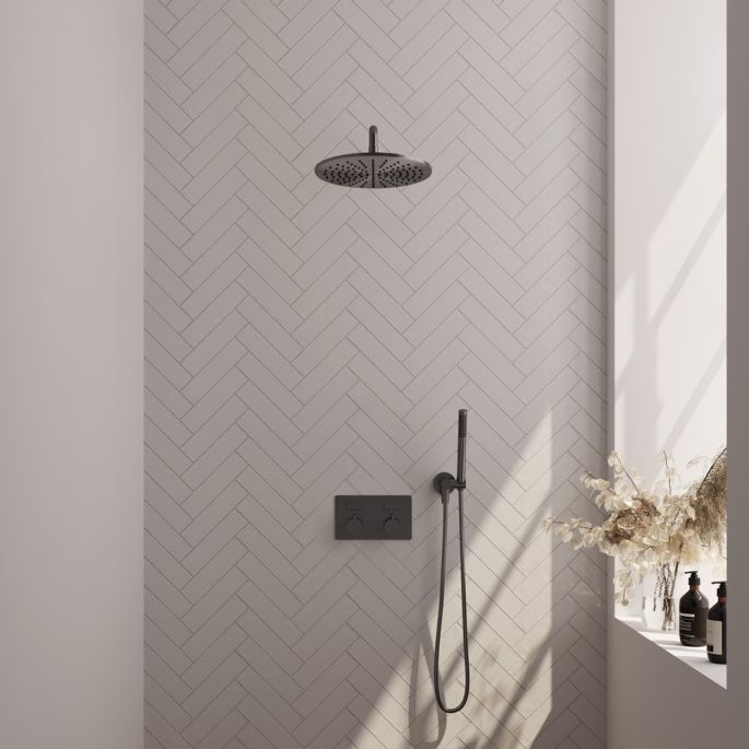 Brauer Edition 5-GM-163 thermostatische inbouw regendouche met drukknoppen SET 52 gunmetal geborsteld PVD