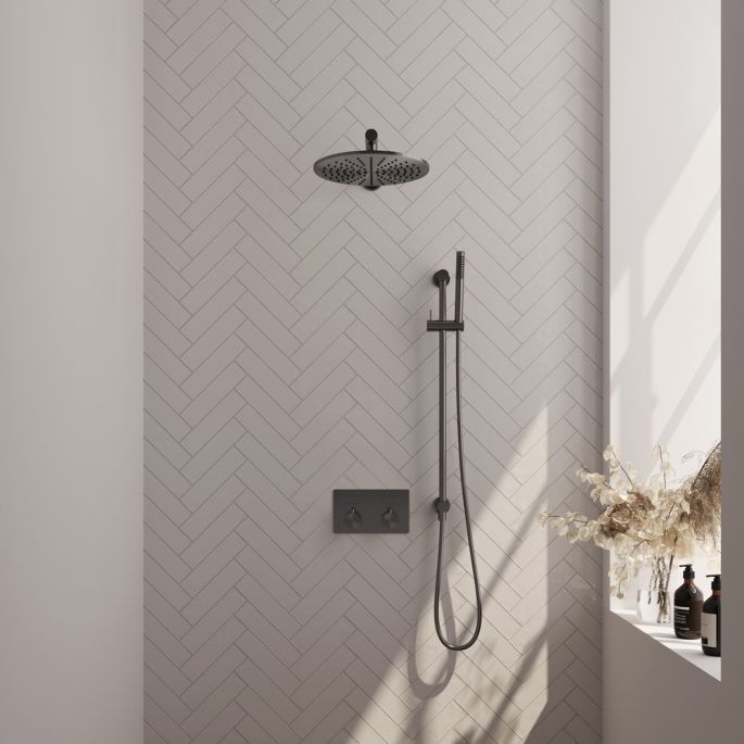 Brauer Edition 5-GM-173 thermostatische inbouw regendouche met drukknoppen SET 62 gunmetal geborsteld PVD