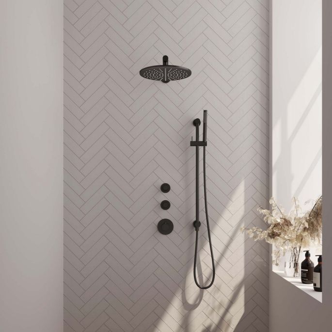 Brauer Edition 5-S-034 thermostatische inbouw regendouche SET 14 mat zwart