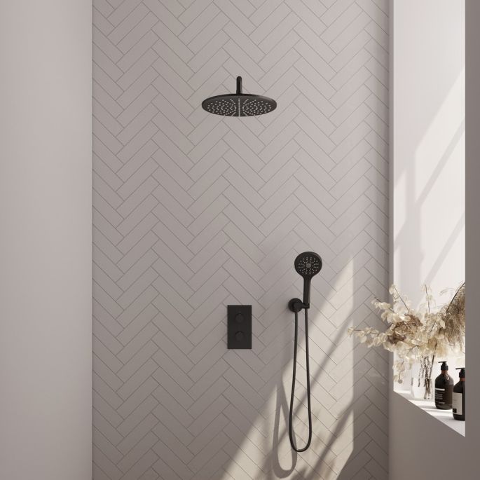Brauer Edition 5-S-057 thermostatische inbouw regendouche 3-weg omstelling SET 34 mat zwart