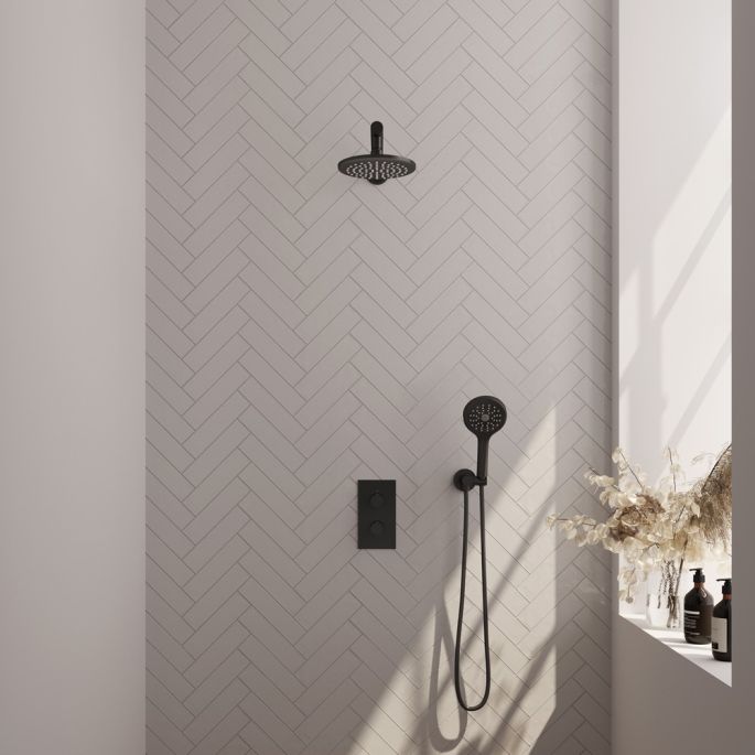 Brauer Edition 5-S-058 thermostatische inbouw regendouche 3-weg omstelling SET 31 mat zwart