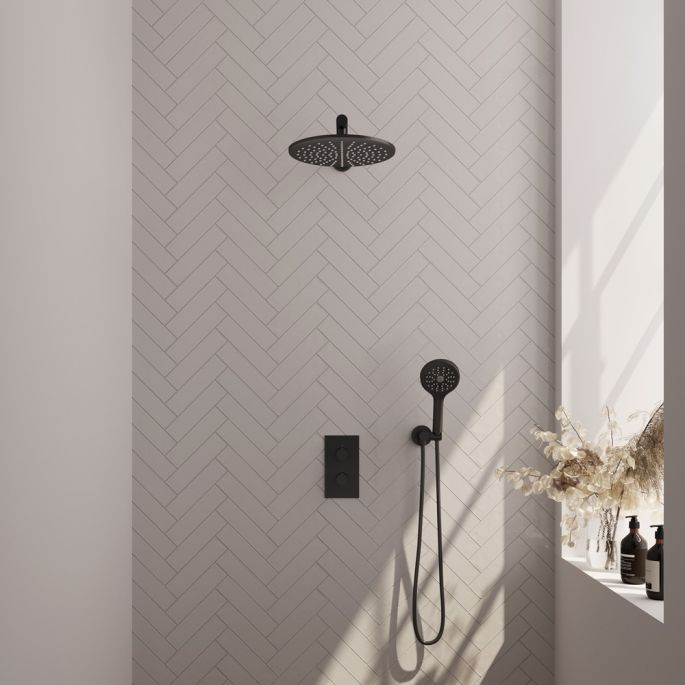 Brauer Edition 5-S-059 thermostatische inbouw regendouche 3-weg omstelling SET 32 mat zwart