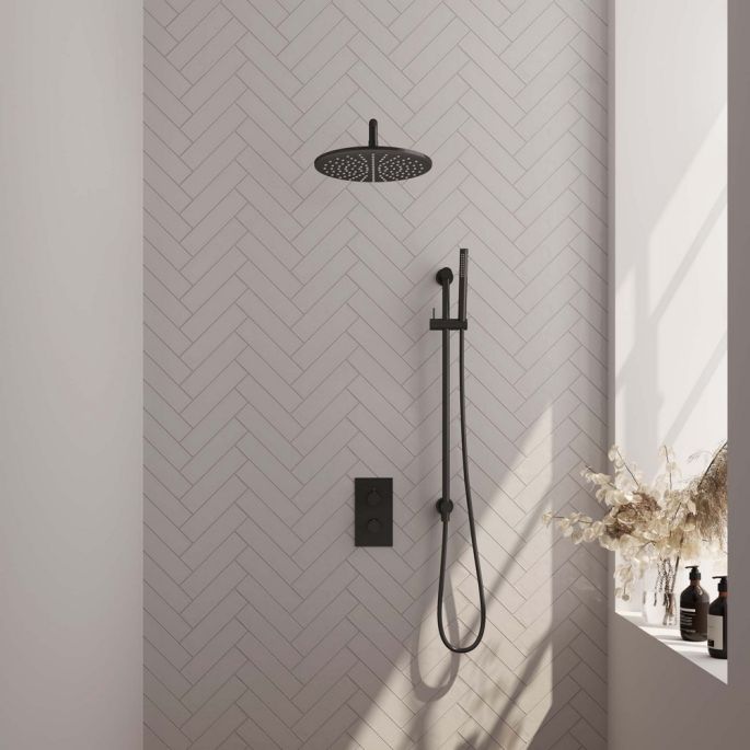 Brauer Edition 5-S-063 thermostatische inbouw regendouche 3-weg omstelling SET 40 mat zwart