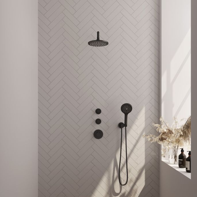 Brauer Edition 5-S-076 thermostatische inbouw regendouche SET 09 mat zwart