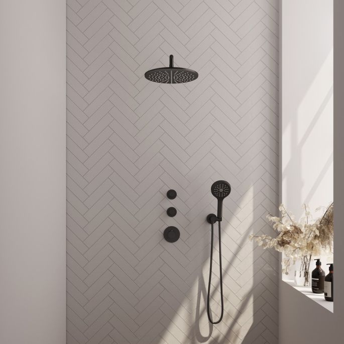 Brauer Edition 5-S-077 thermostatische inbouw regendouche SET 10 mat zwart