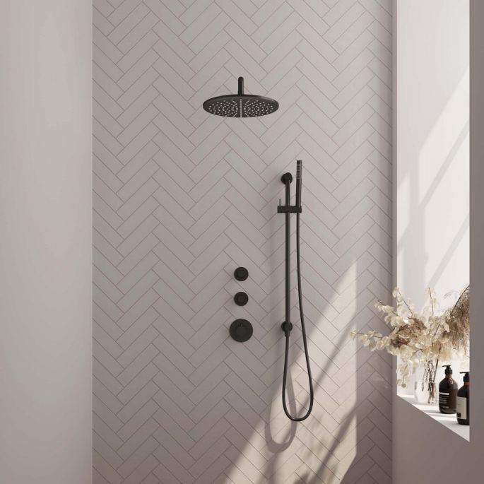Brauer Edition 5-S-079 thermostatische inbouw regendouche SET 16 mat zwart