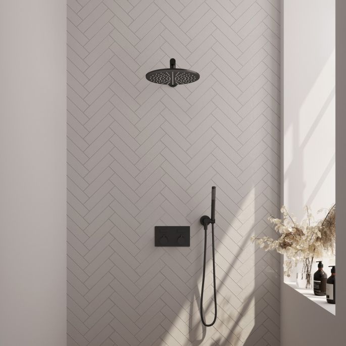 Brauer Edition 5-S-161 thermostatische inbouw regendouche met drukknoppen SET 50 mat zwart