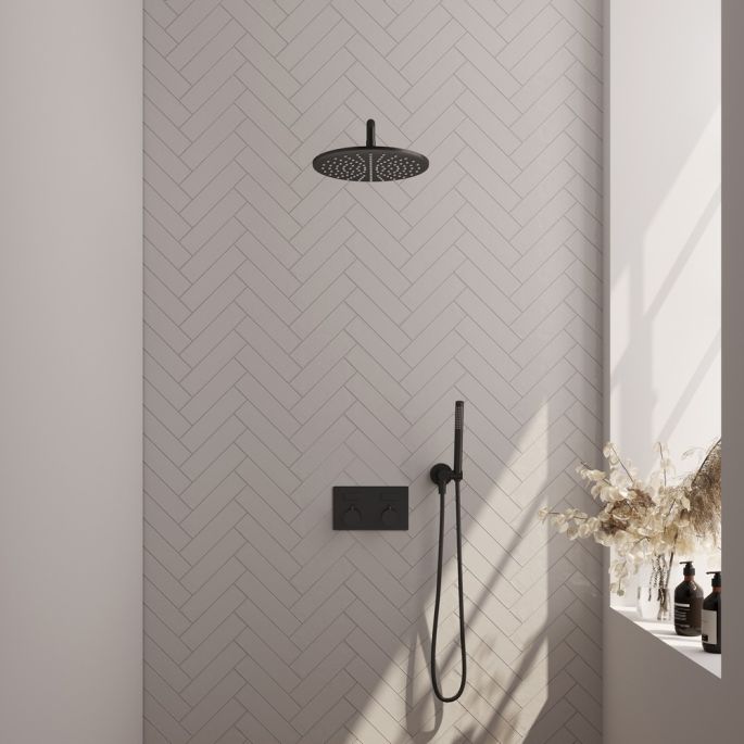 Brauer Edition 5-S-163 thermostatische inbouw regendouche met drukknoppen SET 52 mat zwart