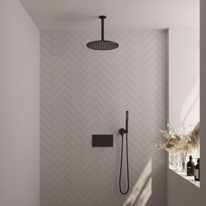 Brauer Edition 5-S-165 thermostatische inbouw regendouche met drukknoppen SET 54 mat zwart