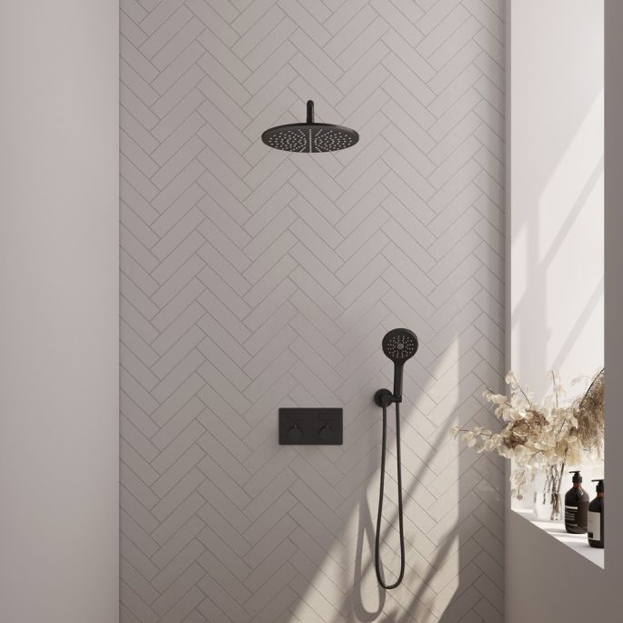 Brauer Edition 5-S-169 thermostatische inbouw regendouche met drukknoppen SET 58 mat zwart