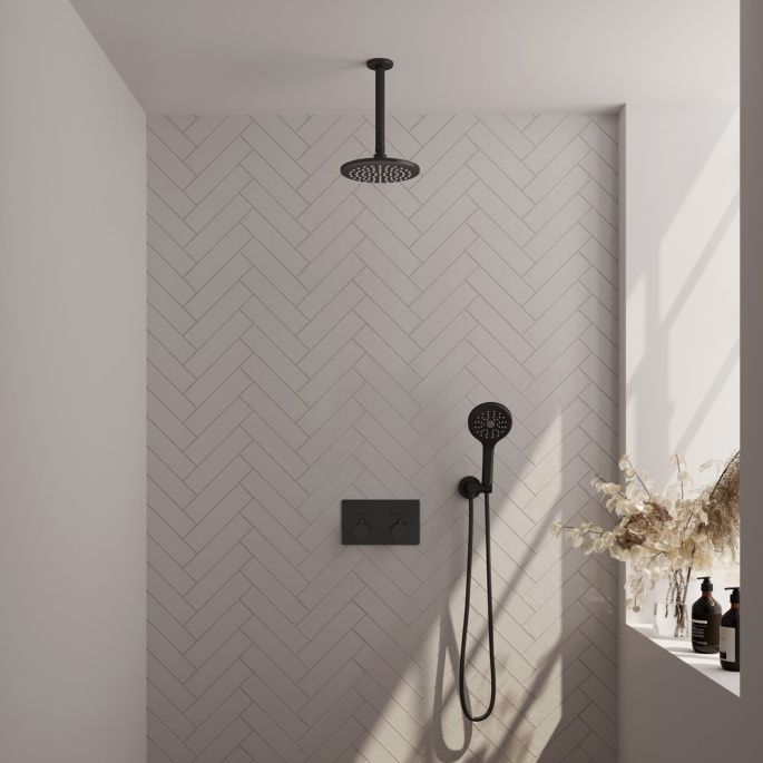 Brauer Edition 5-S-170 thermostatische inbouw regendouche met drukknoppen SET 59 mat zwart