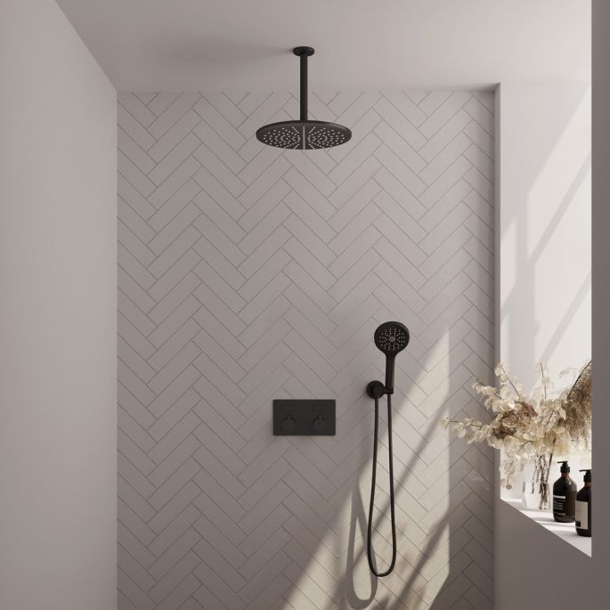 Brauer Edition 5-S-171 thermostatische inbouw regendouche met drukknoppen SET 60 mat zwart