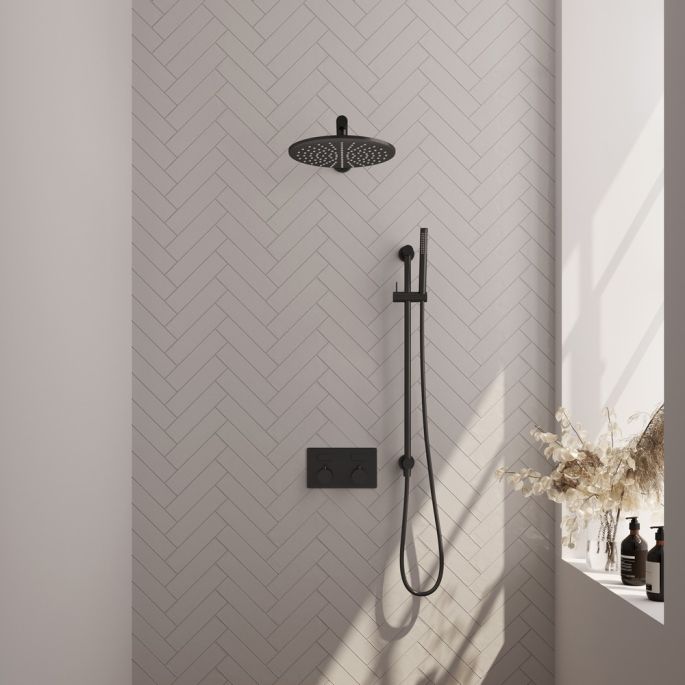 Brauer Edition 5-S-173 thermostatische inbouw regendouche met drukknoppen SET 62 mat zwart