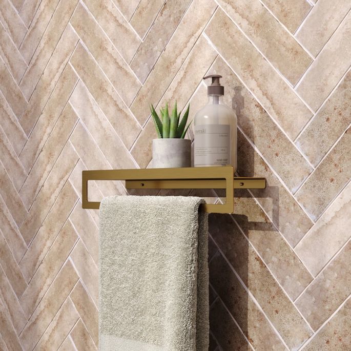 Brauer 5-GG-226 handdoekrek met planchet 40cm goud geborsteld pvd
