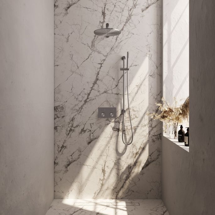 Brauer Carving 5-NG-197 thermostatische inbouw regendouche met drukknoppen SET 62 RVS geborsteld PVD