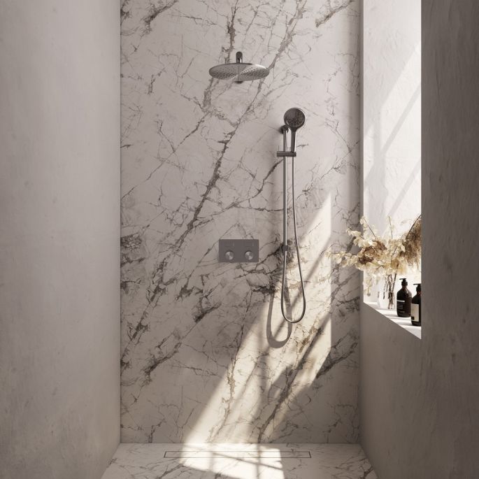 Brauer Carving 5-NG-203 thermostatische inbouw regendouche met drukknoppen SET 68 RVS geborsteld PVD