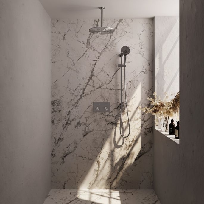 Brauer Carving 5-NG-207 thermostatische inbouw regendouche met drukknoppen SET 72 RVS geborsteld PVD