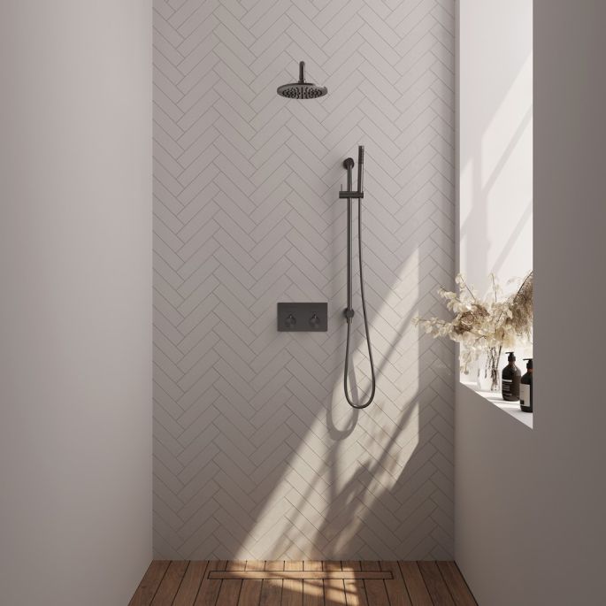 Brauer Edition 5-GM-174 thermostatische inbouw regendouche met drukknoppen SET 63 gunmetal geborsteld PVD