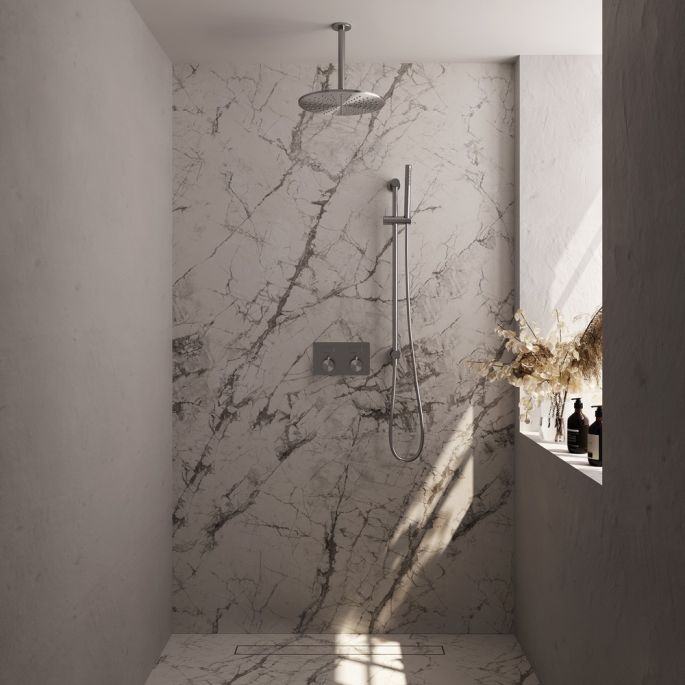 Brauer Edition 5-NG-177 thermostatische inbouw regendouche met drukknoppen SET 66 RVS geborsteld PVD