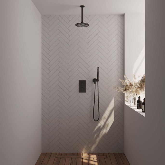 Brauer Edition 5-S-054 thermostatische inbouw regendouche 3-weg omstelling SET 29 mat zwart