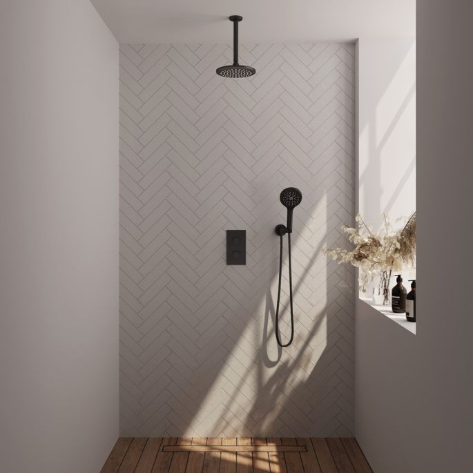 Brauer Edition 5-S-060 thermostatische inbouw regendouche 3-weg omstelling SET 35 mat zwart