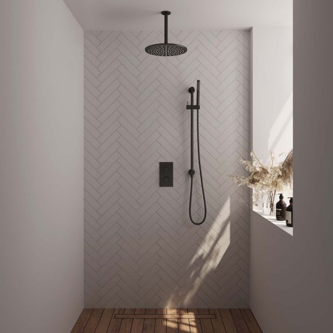 Brauer Edition 5-S-067 thermostatische inbouw regendouche 3-weg omstelling SET 42 mat zwart
